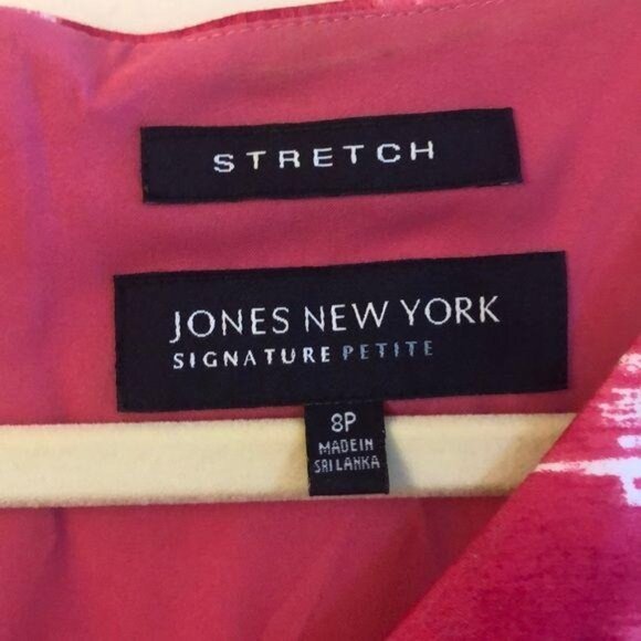 Jones New York Signature Petite Pink & White Ikat Print Sleeveless Dress 8P Stre - Picture 5 of 7